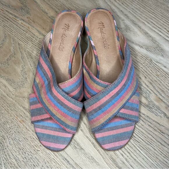Madewell The Ruthie Crisscross Mule Rainbow Stripe Size 8 - Picture 5 of 8